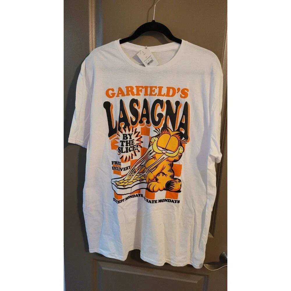 Garfield Lasagna By The Slice Comic Graphic White T-Shirt Size XXL 2X New